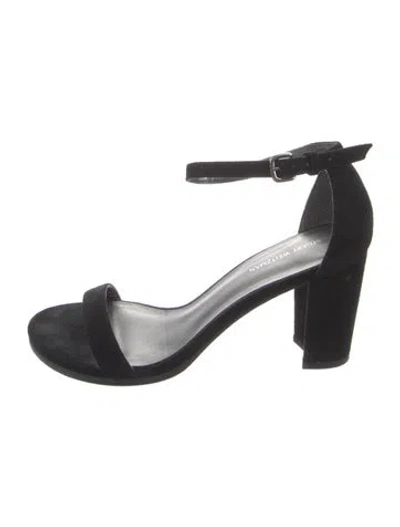 Pre-owned Stuart Weitzman Suede Sandals In Black