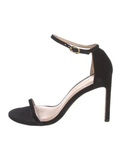 Pre-owned Stuart Weitzman Suede Sandals In Black