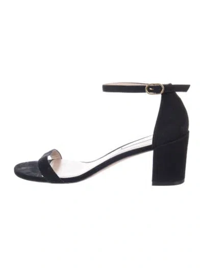 Pre-owned Stuart Weitzman Suede Sandals In Black