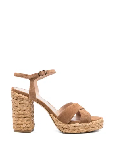 Stuart Weitzman Suede Sandals In Brown