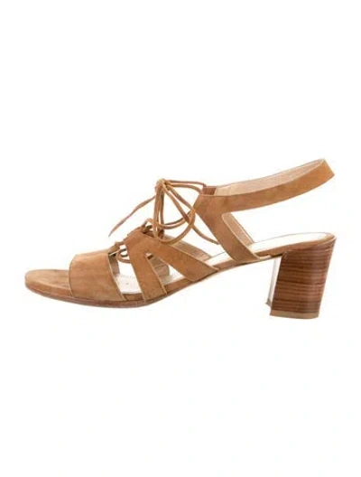 Pre-owned Stuart Weitzman Suede Sandals In Neutral