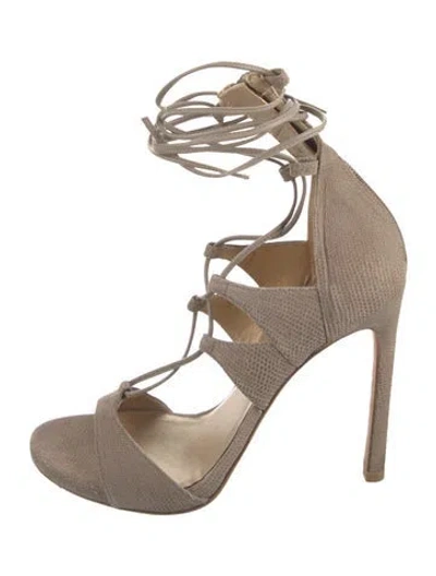 Pre-owned Stuart Weitzman Suede Sandals In Neutral