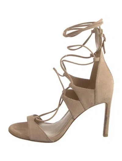 Pre-owned Stuart Weitzman Suede Sandals In Neutral