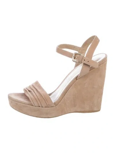 Pre-owned Stuart Weitzman Suede Sandals In Neutral