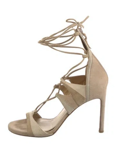 Pre-owned Stuart Weitzman Suede Sandals In Neutral