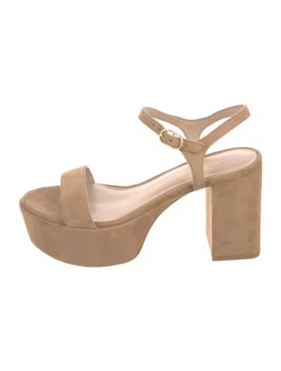 Pre-owned Stuart Weitzman Suede Sandals In Neutral