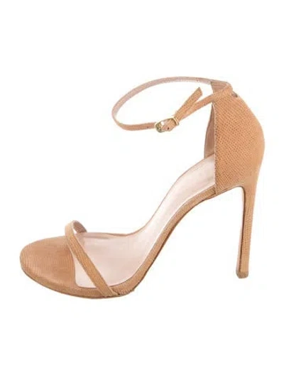 Pre-owned Stuart Weitzman Suede Sandals In Neutral
