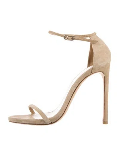 Pre-owned Stuart Weitzman Suede Sandals In Neutral