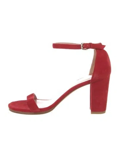Pre-owned Stuart Weitzman Suede Sandals In Red
