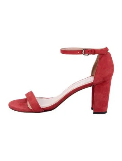 Pre-owned Stuart Weitzman Suede Sandals In Red