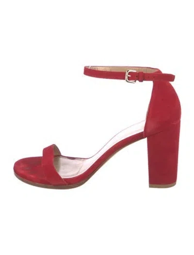 Pre-owned Stuart Weitzman Suede Sandals In Red
