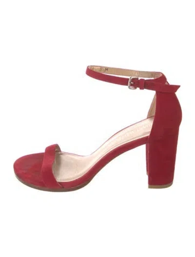 Pre-owned Stuart Weitzman Suede Sandals In Red