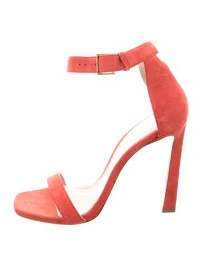 Pre-owned Stuart Weitzman Suede Sandals In Red