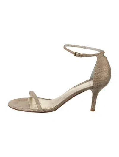 Pre-owned Stuart Weitzman Suede Sandals In White