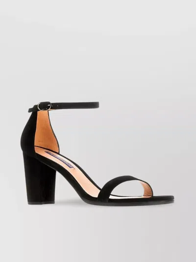 Stuart Weitzman Suede Sandals With Ankle Strap And Block Heel In Black