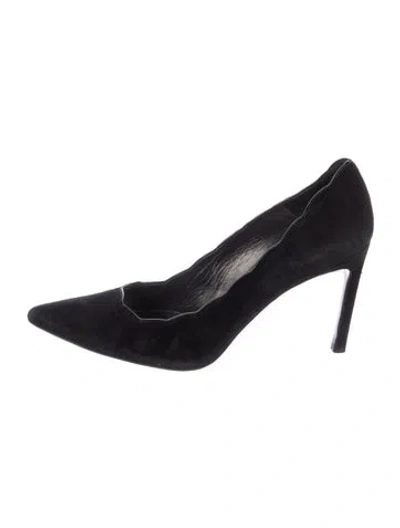 Pre-owned Stuart Weitzman Suede Scalloped Accent Pumps In Blue