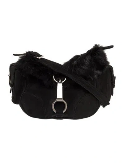 Pre-owned Stuart Weitzman Suede Shoulder Bag In Black