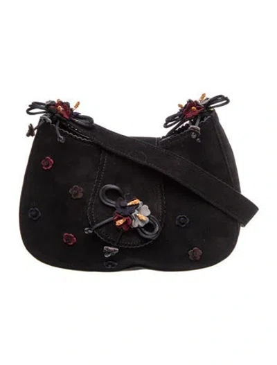Pre-owned Stuart Weitzman Suede Shoulder Bag In Black