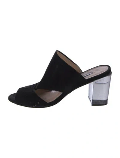 Pre-owned Stuart Weitzman Suede Slides In Black