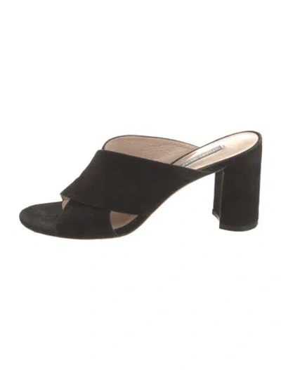 Pre-owned Stuart Weitzman Suede Slides In Black