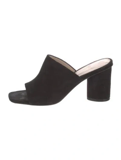 Pre-owned Stuart Weitzman Suede Slides In Black