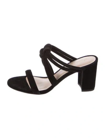 Pre-owned Stuart Weitzman Suede Slides In Black
