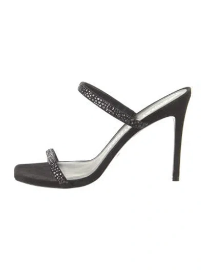 Pre-owned Stuart Weitzman Suede Slides In Black