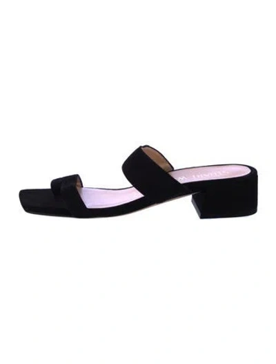 Pre-owned Stuart Weitzman Suede Slides In Black