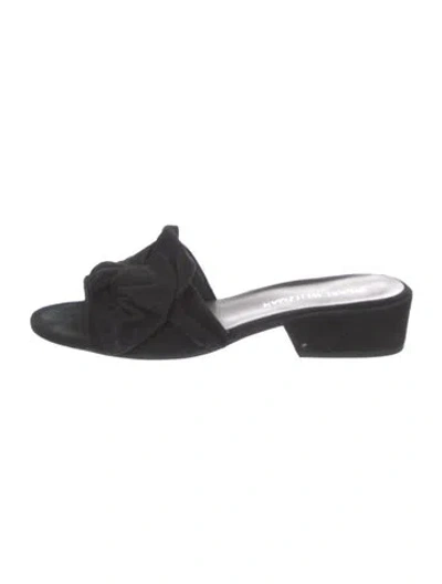 Pre-owned Stuart Weitzman Suede Slides In Black