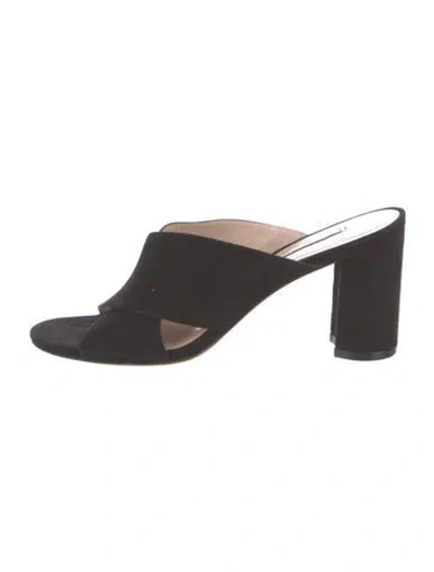 Pre-owned Stuart Weitzman Suede Slides In Black