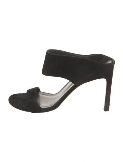 Pre-owned Stuart Weitzman Suede Slides In Black