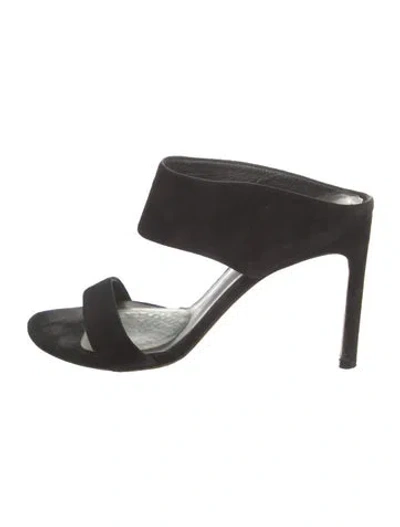 Pre-owned Stuart Weitzman Suede Slides In Black