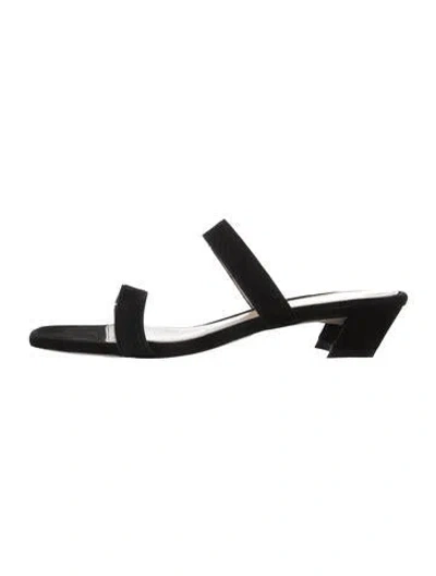 Pre-owned Stuart Weitzman Suede Slides In Black