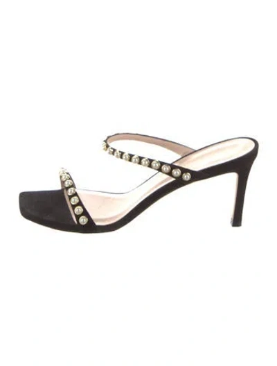 Pre-owned Stuart Weitzman Suede Slides In Black