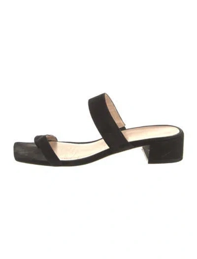 Pre-owned Stuart Weitzman Suede Slides In Black