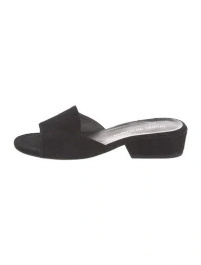 Pre-owned Stuart Weitzman Suede Slides In Black