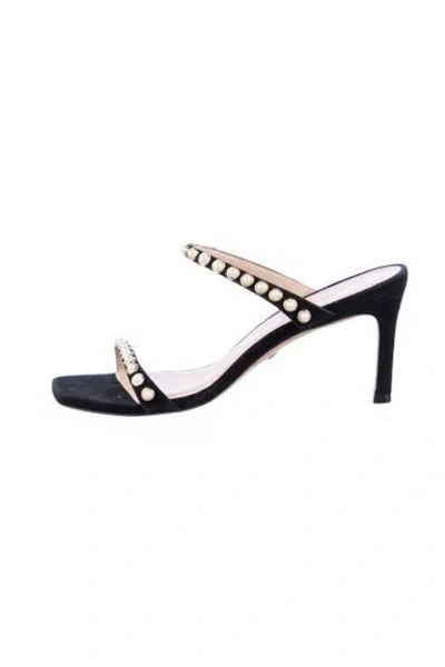 Pre-owned Stuart Weitzman Suede Slides In Black