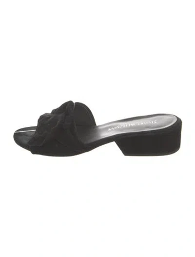 Pre-owned Stuart Weitzman Suede Slides In Black