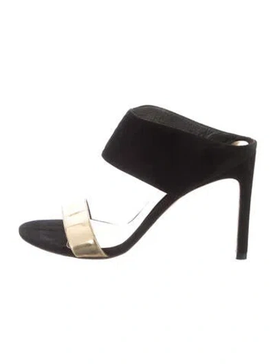 Pre-owned Stuart Weitzman Suede Slides In Black