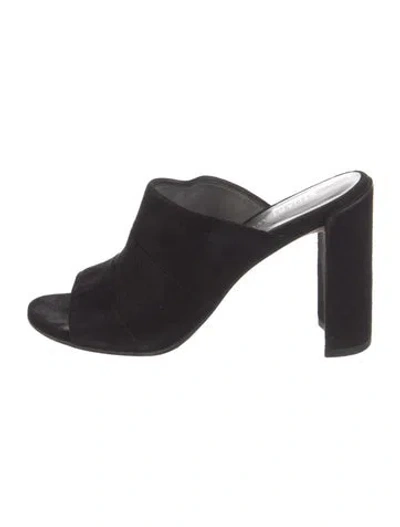 Pre-owned Stuart Weitzman Suede Slides In Black