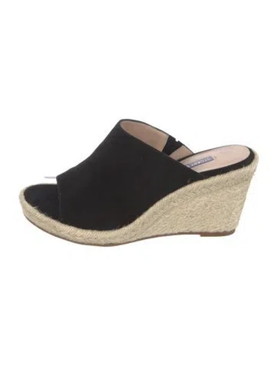 Pre-owned Stuart Weitzman Suede Slides In Black