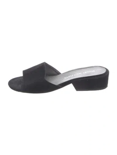 Pre-owned Stuart Weitzman Suede Slides In Black