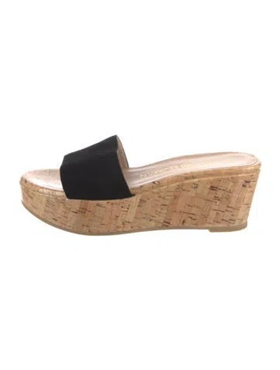 Pre-owned Stuart Weitzman Suede Slides In Black