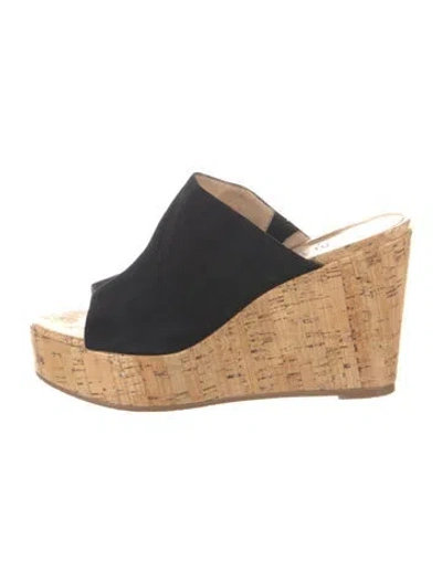 Pre-owned Stuart Weitzman Suede Slides In Black