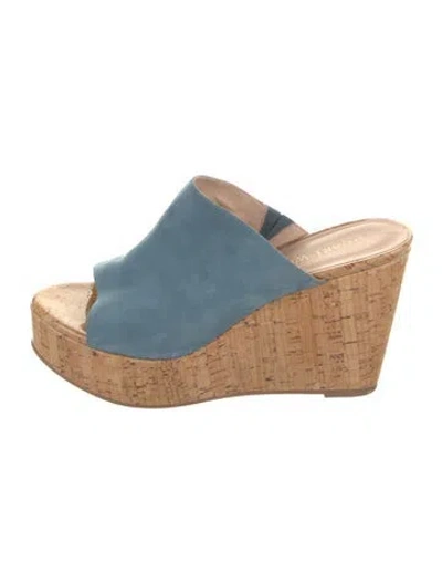 Pre-owned Stuart Weitzman Suede Slides In Blue