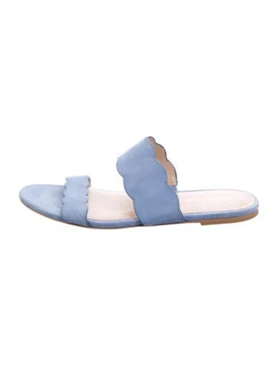 Pre-owned Stuart Weitzman Suede Slides In Blue