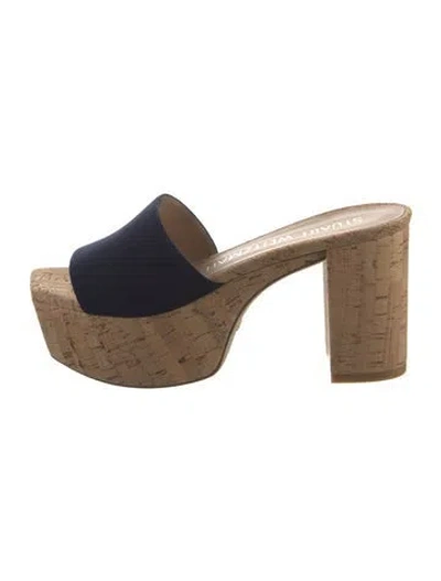 Pre-owned Stuart Weitzman Suede Slides In Blue