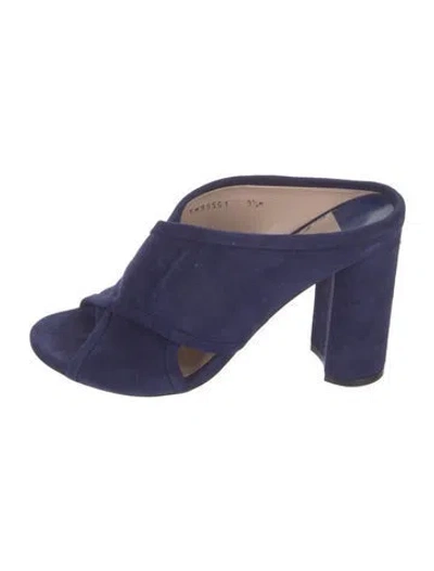 Pre-owned Stuart Weitzman Suede Slides In Blue