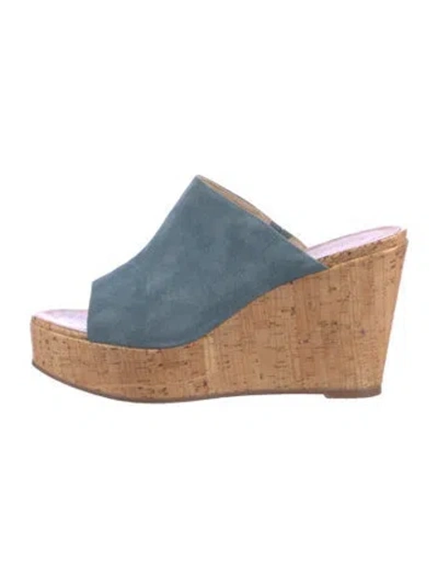 Pre-owned Stuart Weitzman Suede Slides In Blue