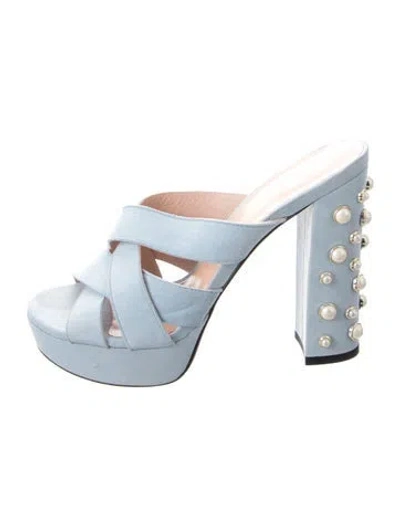 Pre-owned Stuart Weitzman Suede Slides In Blue